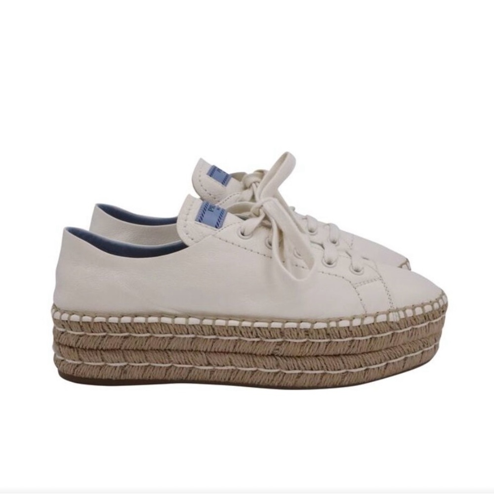 Prada Espadrille Platform Sneakers in White Leather